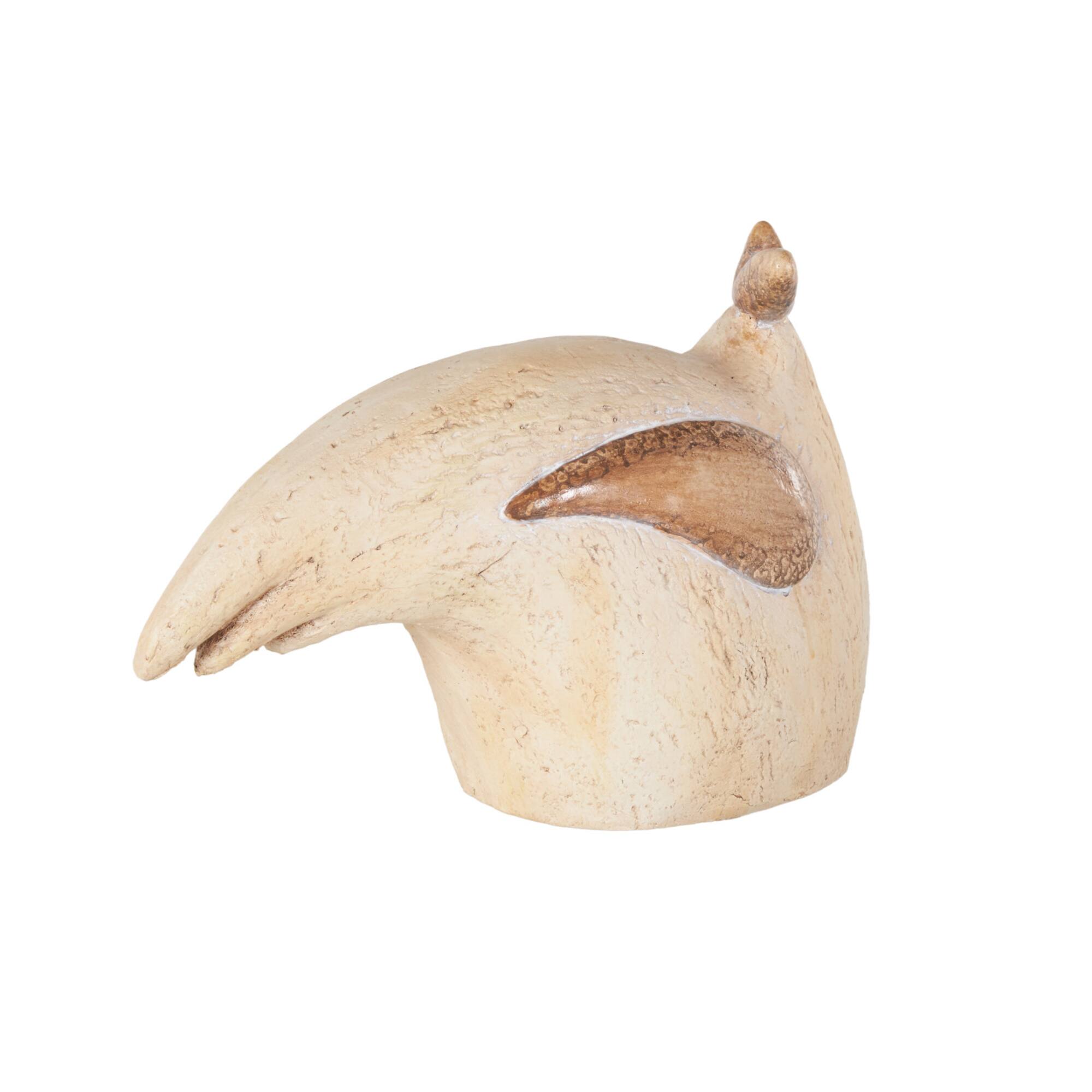 Cream & Brown MGO Rooster Sitting Garden Sculpture